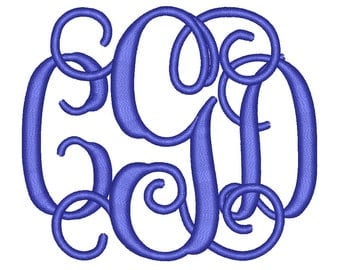 Interlocking Vine Monogram Embroidery Font 4 Sizes Machine BX Embroidery Fonts Embroidery Monogram Font 3 Letter Monogram - Instant Download