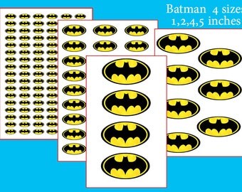 INSTANT DL- Batman-for Balloon, Stickers, Lollipop, Favor bags, Cups - Batman birthday party (SET of 4 sizes)