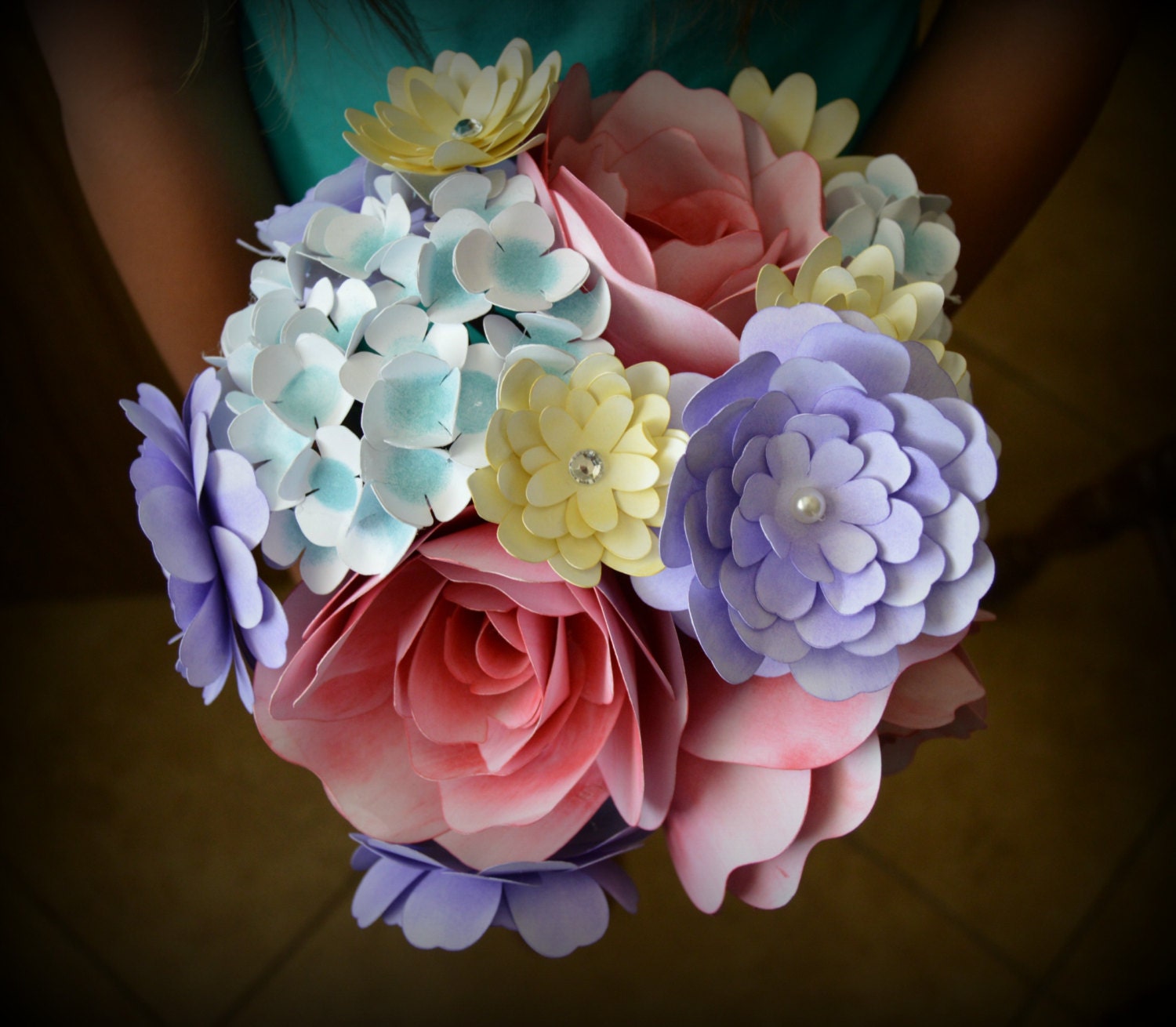 Paper Flower Bouquet Bridal Bouquet By Lavonasnotesncrafts On Etsy 3427