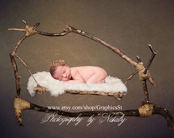 Newborn photography background | digital backdrop hammock | Baby bed photo props scene 161404