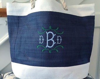 Monogrammed Woven Bag