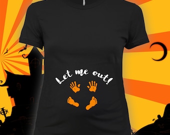 Let Me Out maternity tee - maternity halloween t-shirt, pregnant halloween shirt, maternity costume, pregnant costume, mom to be - CCB-264