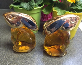 Avon Snow Bunny Decanters/Perfume Bottles, Rabbit,Vintage Perfume, Fragrance,Set of 2, Charisma, Sweet Honesty