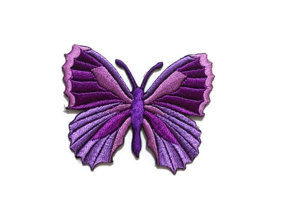 Violet Purple Butterfly embroidered patch iron-on/sew-on