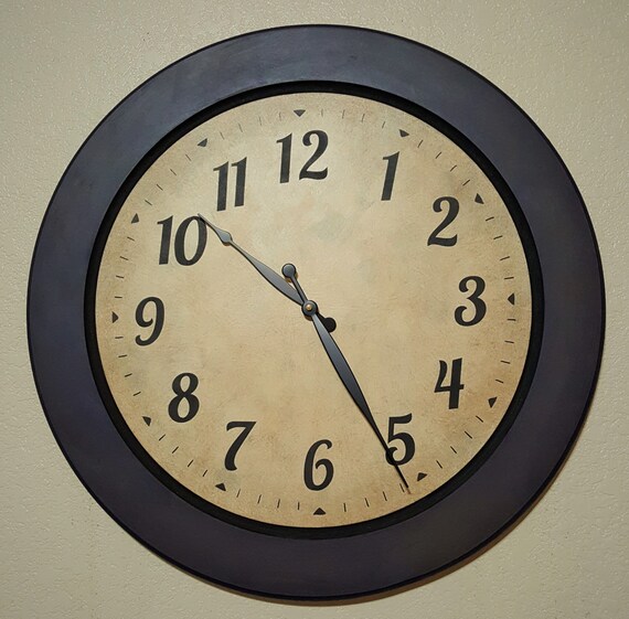 24 Inch Navy Blue Framed Large Wall Clock by TimelessClockWorks