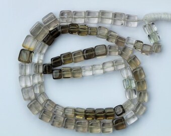 AAA+ quality gemstone 16 inch long strand of SMOKY 3D cubes Size: 3.5 x 4 -- 6.6 x 7 mm
