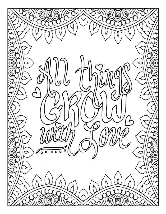 Motivational Word Art Coloring Page Inspirational Love