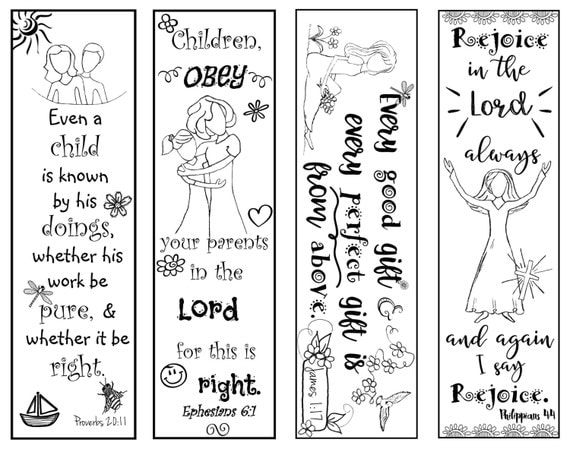 bible verse bookmarks for children bw color your own print