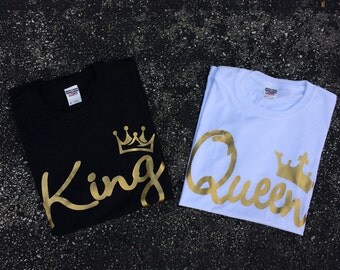 Gold King and Queen unisex shirt - best couples shirts -T-shirt for women. T- shirt for men- gift for her and for him - couples apparels