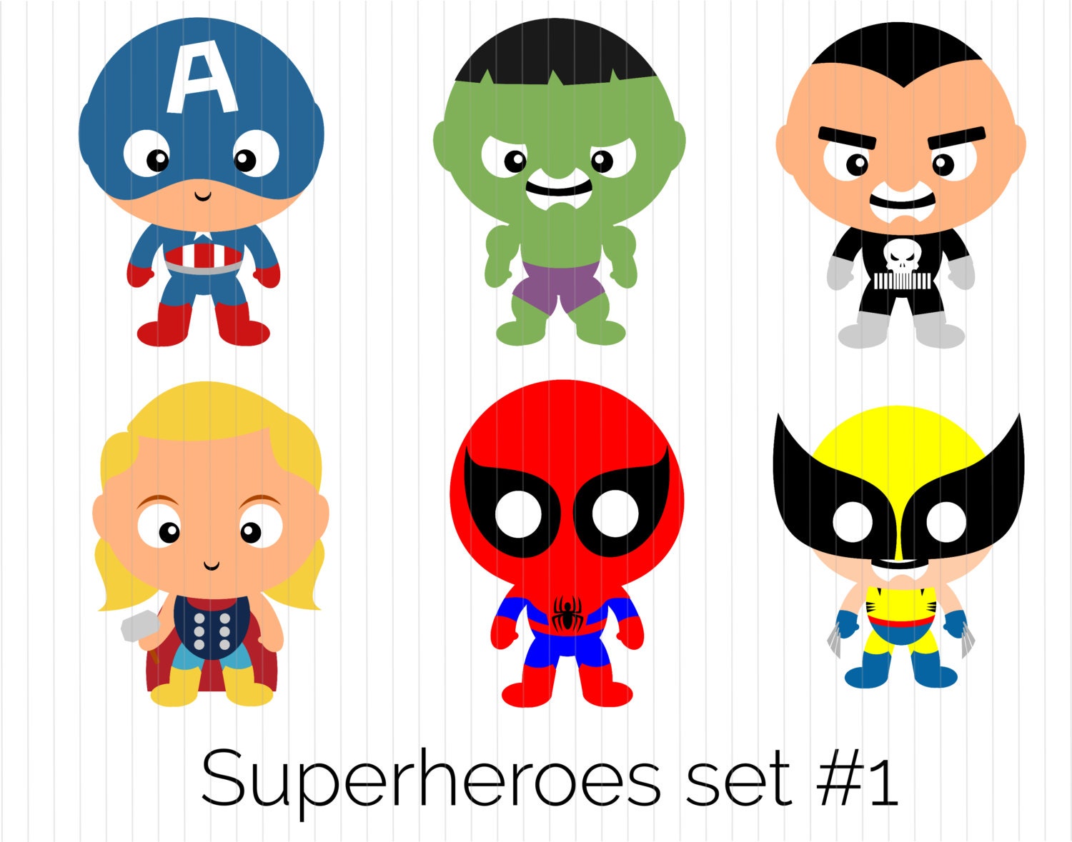 Superhero Clipart Captain America Hulk Punisher Thor