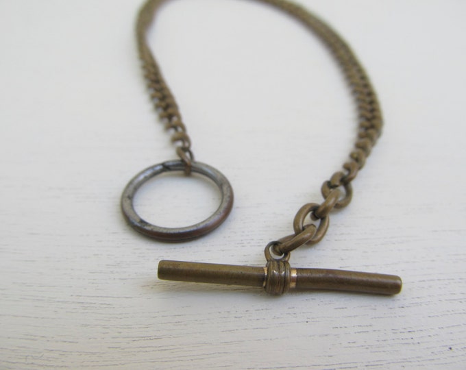 Pocket watch chain, vintage watch chain 35 cm 14", brass watch chain, Tapered wallet chain, Victorian steampunk accessory gift idea for him