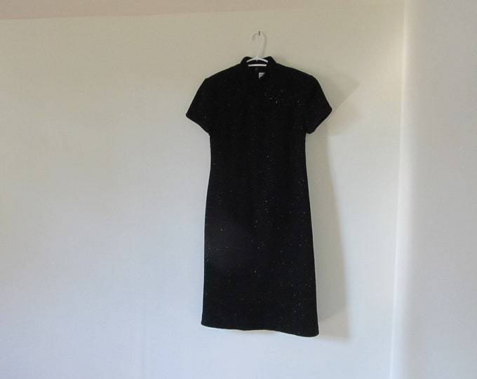 Chinese style dress, Shanghai little black dress by Jessica Howard, LBD, stretchy sparkly beaded cocktail dress, size 8 ladies party dress