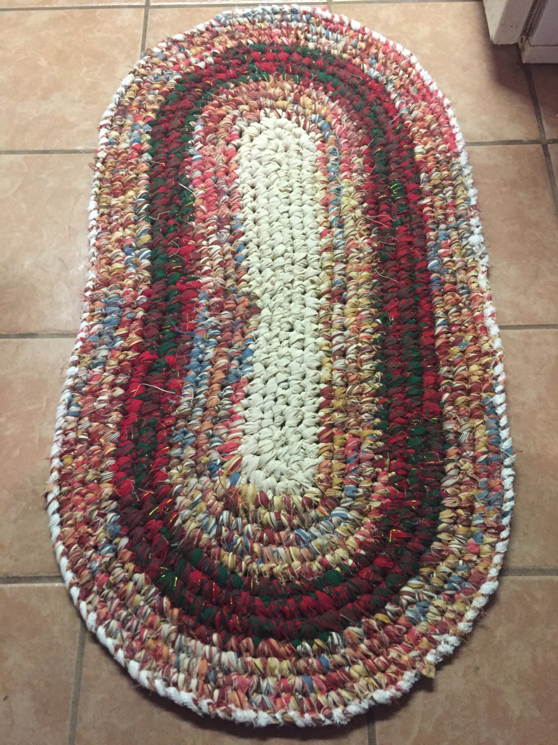 Hand Crochet Oval Rag Rug