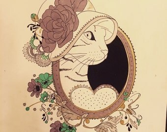 Art nouveau cats | Etsy