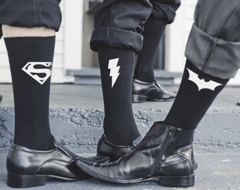 Superhero Socks Groom Socks Bestman Groomsmen