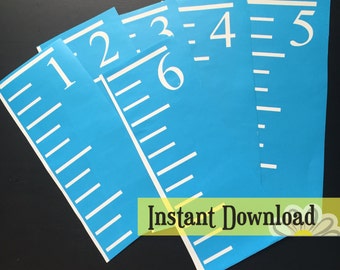 Growth Chart Ruler 6.5' - Marks & Numbers - SVG Cut File - 5 Inch Wide