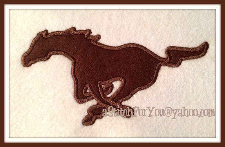 MUSTANG Animal Applique Horse Perfect for a car by astitchforyou