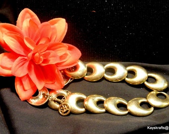 Trifari Gold Necklace, 22 Inch Trifari Choker Necklace, Signed Trifari Gold Necklace, Gift For Her