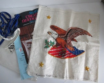 Completed Crewel embroidery Kit, Vintage American eagle 1973 Avon