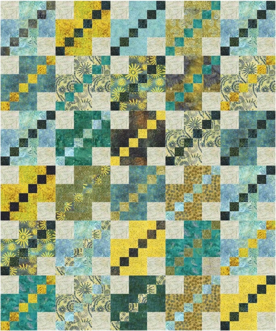 PDF Patchwork Quilt Pattern ....five sizes Baby Lap by sweetjane