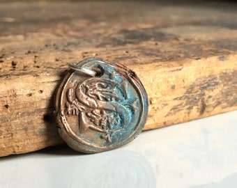 Wax Seal Stamp, S Initial, S Pendant, Monogrammed Pendant, Wax Seal Pendant, Copper Clay, PMC Clay, Etsy, Etsy Jewelry