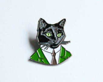 Enamel Pin - Black Cat Gentleman - Ryan Berkley Illustration - Pin