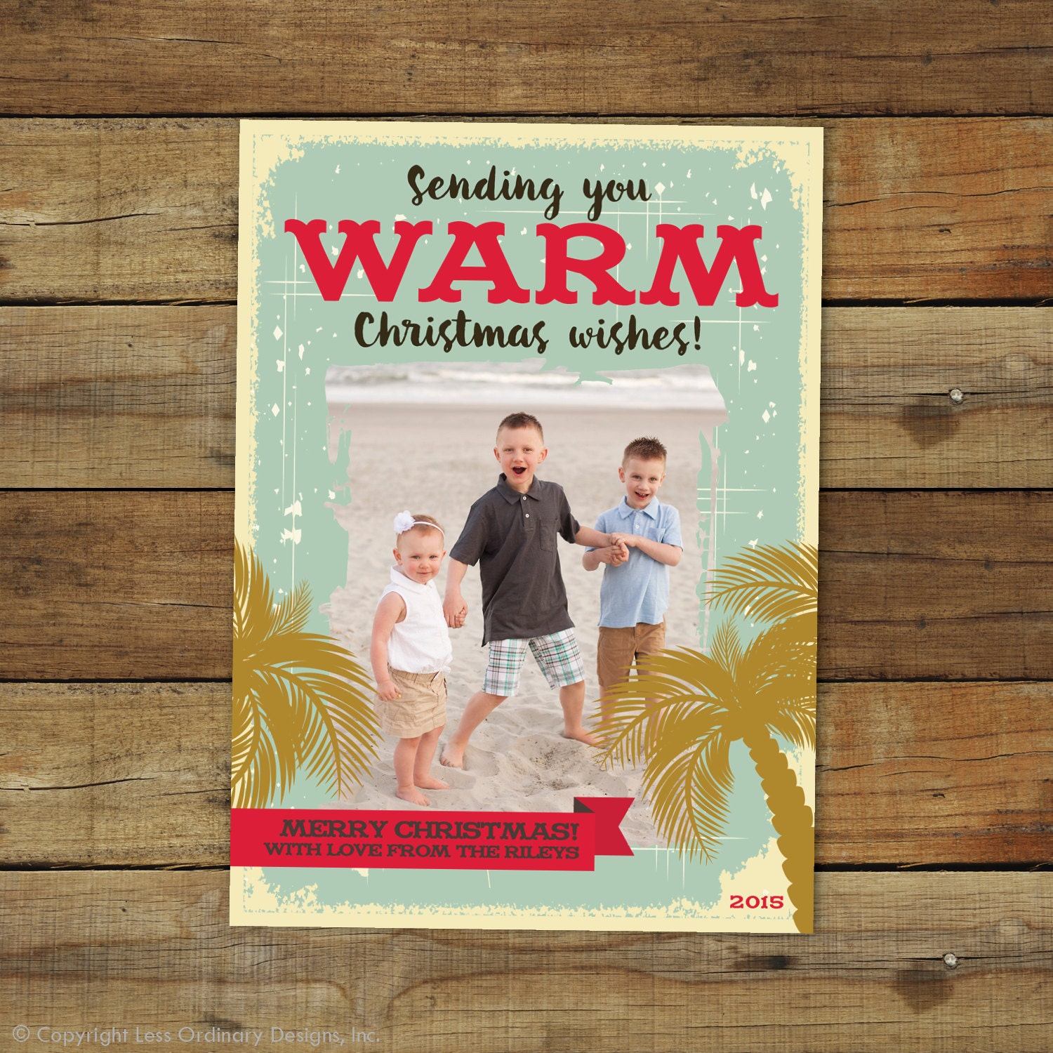 Family Vacation Christmas Card Palm Tree Holiday Card Warm