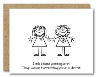 Funny sister card | Etsy