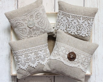 2 x Lavender Bags with Assorted Lace Decoration