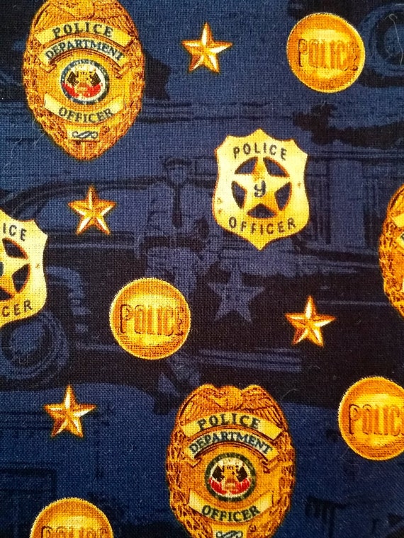 Police Officer Cop Law Enforcement Fabric Navy Blue by Coconutty