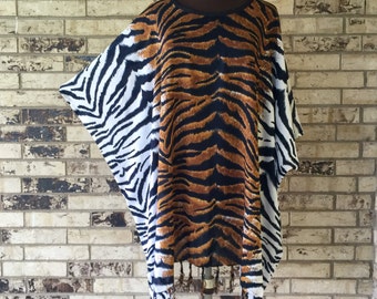 Plus Size Lightweight Animal Print Rayon Tunic