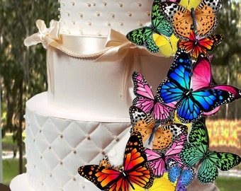 EDIBLE BUTTERFLIES-Multi-Color Assortment - Butterfly Cake & Cupcake Toppers - Edible Cake Decorations