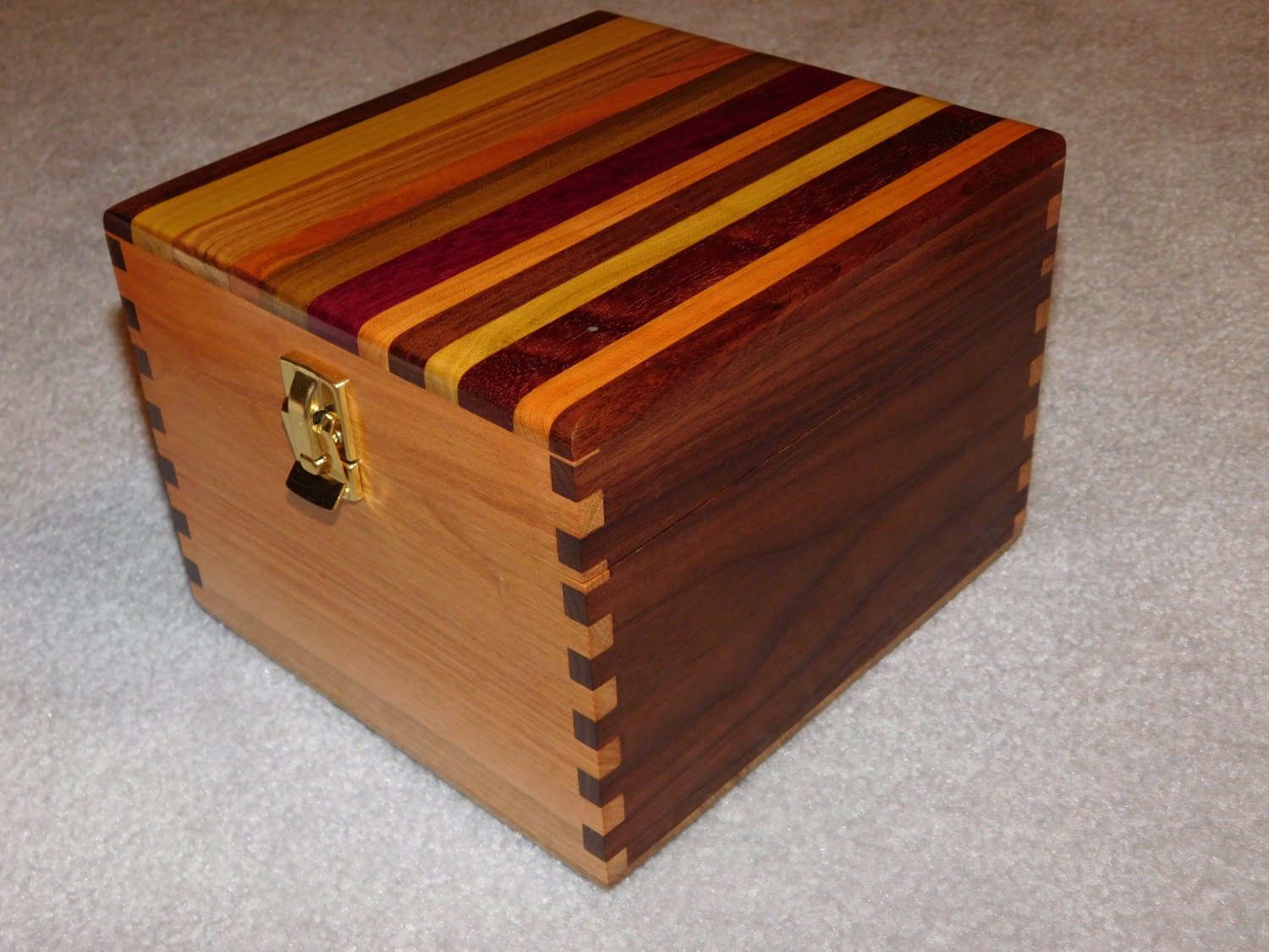 Large Extended Recipe Box for 4x6 cards Maple and Walnut