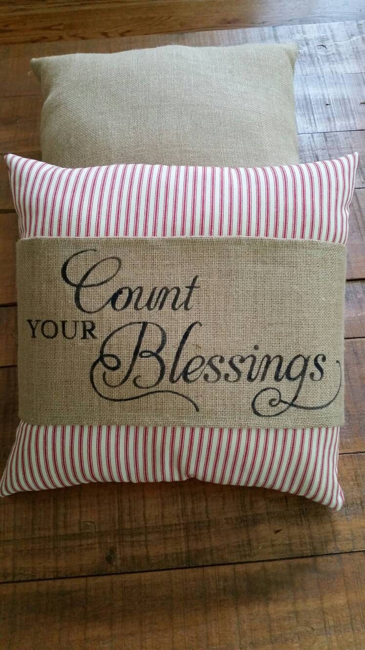 Handpainted Pillow Wrap in burlap