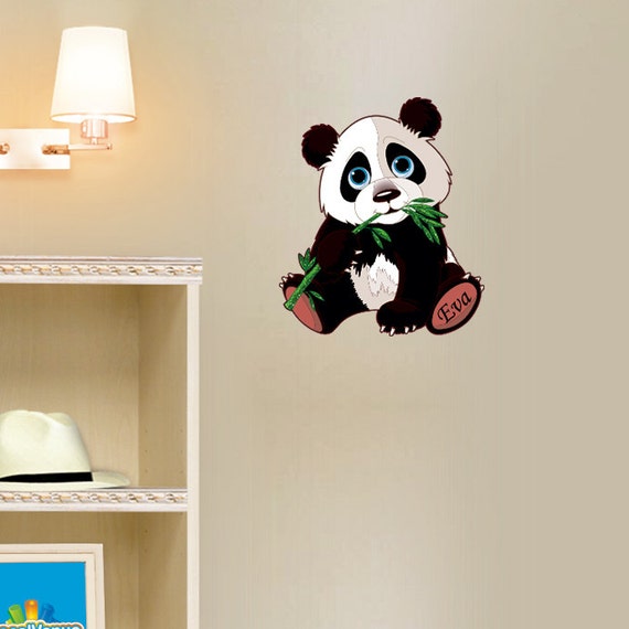 Personalized Panda Bear Wall Art Decal Reusable Fabric