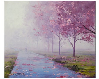 Award winning Artist Blossom Trees Painting Landscape by G.Gercken