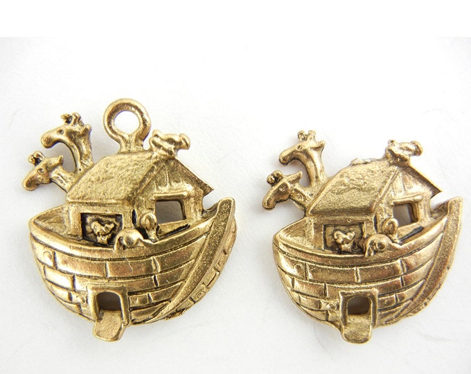 Set of 2 Ark Charms Gold-tone Pewter