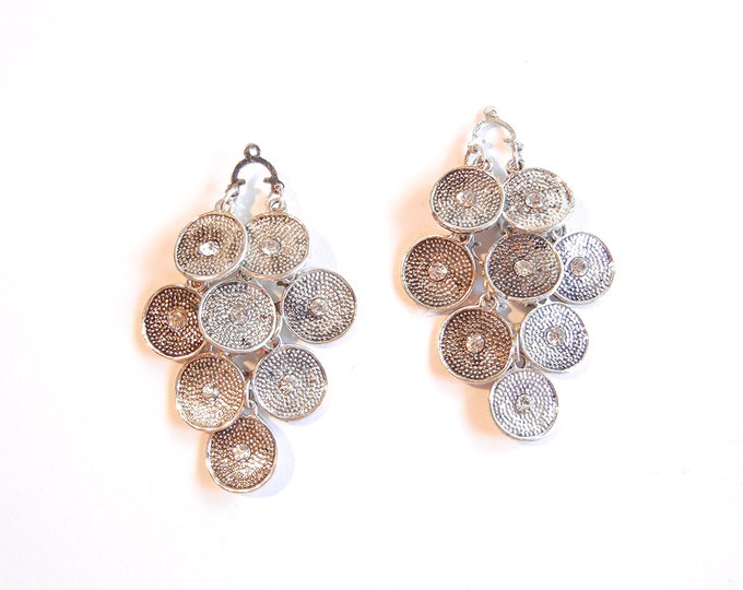 Pair of Disc Drop Charms Antique Silver-tone