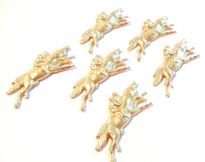 6 Brass Double Racing Horse Stampings