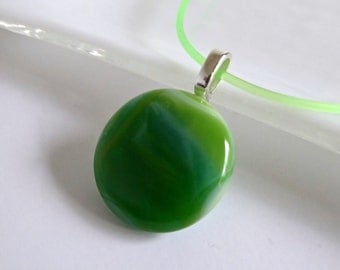 Fused Glass Pendant in Streaky Green by BPRDesigns