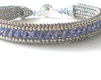 crystal beaded bracelet swarovski blue bead jewelry seed bead bangle
