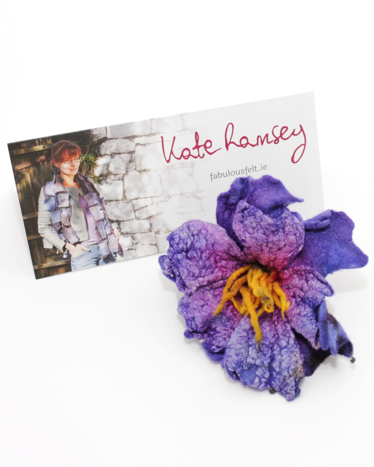 Felted brooch silk flower brooch pin violet