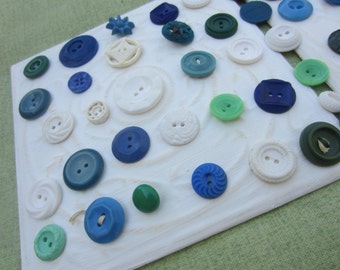 Vintage Buttons - Cottage chic mix of blue, green and white lot of 59 old and sweet(apr301b)