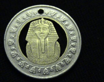EGYPT - cut coin pendant - w/ King Tut - 2005