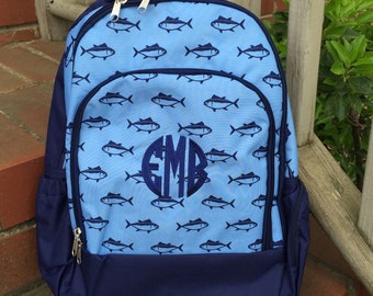 Finn Backpack-Fish Backpack-includes Monogram-School Bag-Diaper Bag