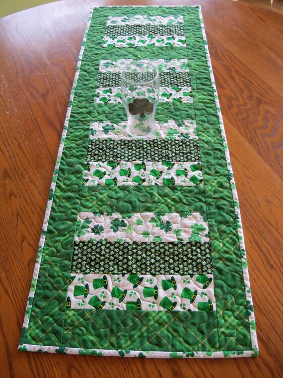 St Patricks Day Shamrock Table Runner Table Linens Handmade