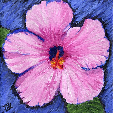 Hawaii Hibiscus Wall Art Original Floral Painting 6x6