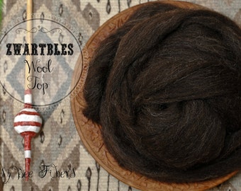 ZWARTBLES Undyed Combed Top Natural Brown Wool Roving for Spinning or Felting 4 oz