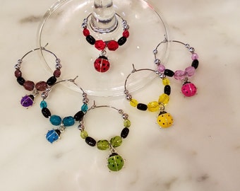 Lady Bug Ladybug Wine Charms with Pouch v2