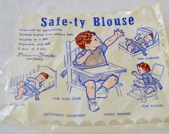 last chance Vintage Safe-ty BABY Blouse by Pennee-Frocks Bib NEW in Package 1940s